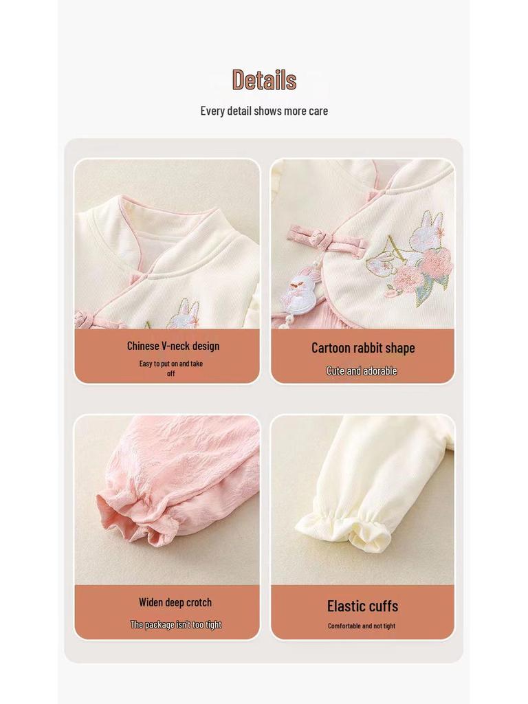 Autumn-Spring National Style Baby Romper for Girls - 1-Year-Old Outfit