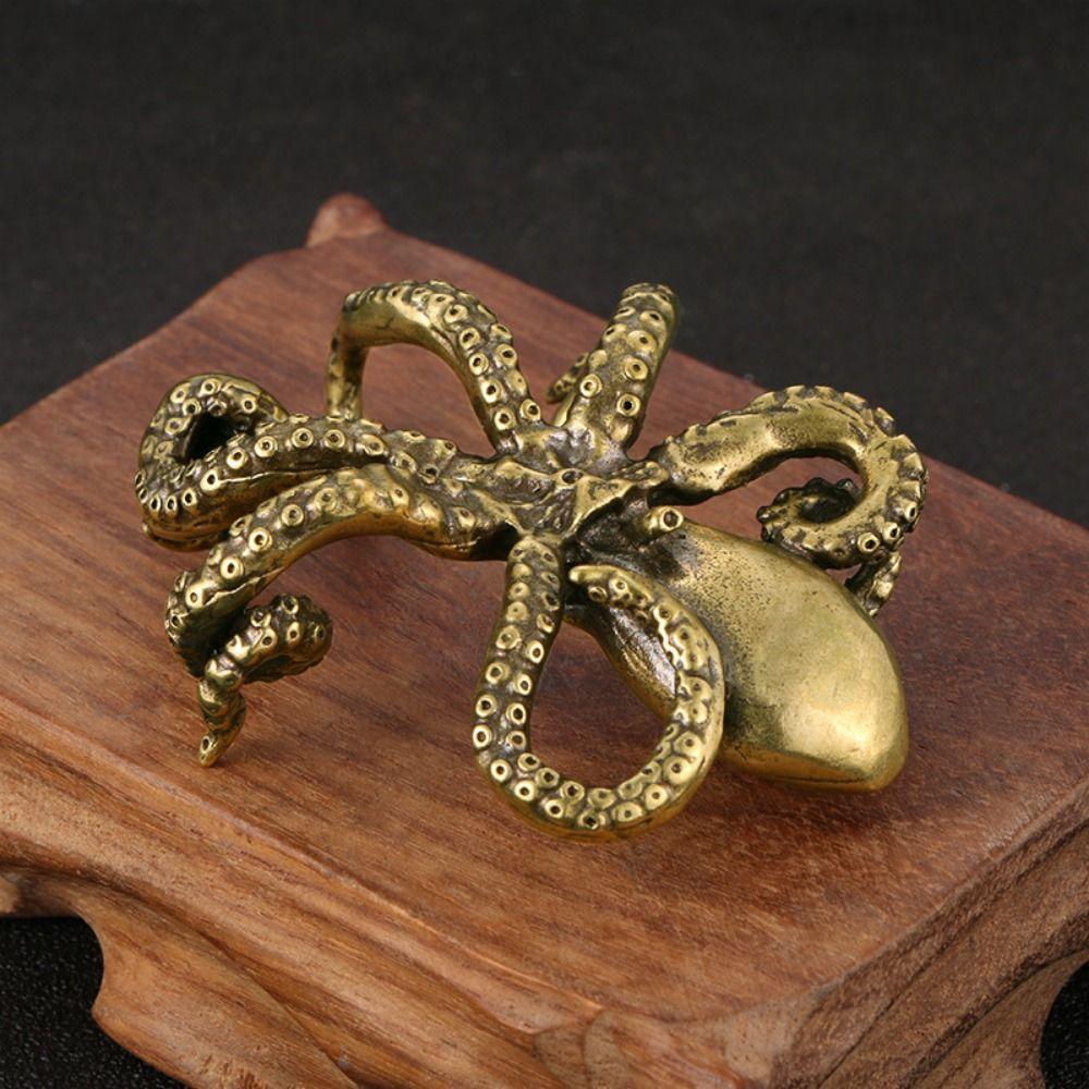 

Pure Copper Octopus Statue Crafts Animal Figurines Exquisite Antique Octopus Ornament Home Decor латунный