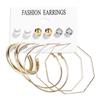 IF ME Korean Geometric Tassel Earring Set Simple Retro Leaf Heart Gold Earrings Jewelry Accessories