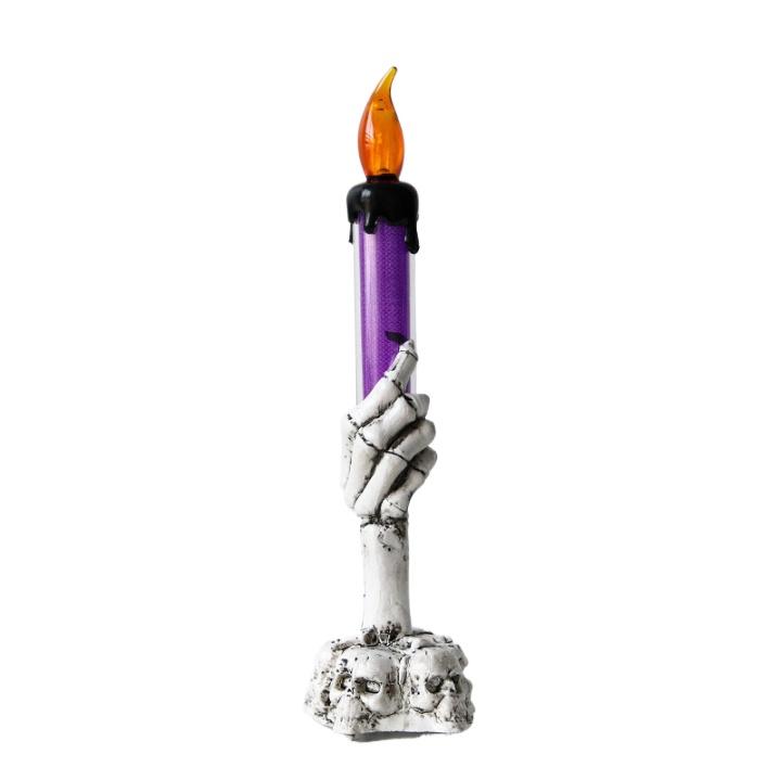 1-3PCS LED Skull Hand Candle Light Battery Operated Flame Effect HalloweenGothic Decoration for Haunted HouseTable Hanging Decor