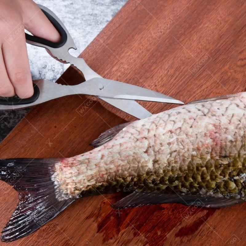 Multifunctional Stainless Steel Kitchen Scissors Sharp Food Roasting Scissor Household Powerful Chicken Bone Scissors