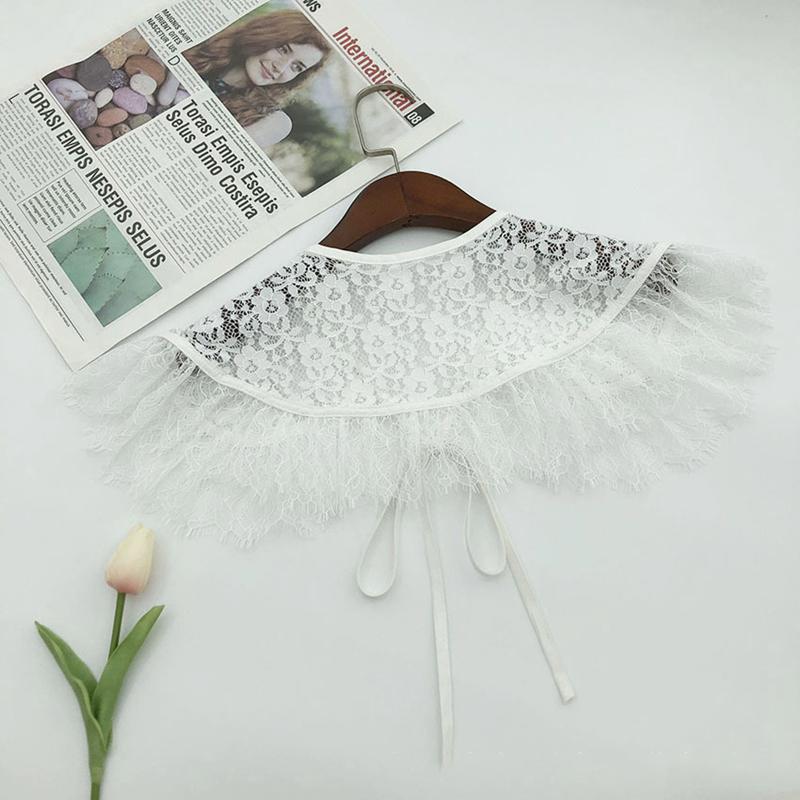 Embroidery Eyelash Lace Shawl Wrap Fake Collar Hollow Solid Color Sweater Decoration Collar Cape Dresses Accessories For Women