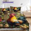 Rooster Pattern Bedding Quilt Set Quilt Cover Pillowcase Home Decoration Birthday Gift (1 * duvet cover + 2 * pillowcase, without core)