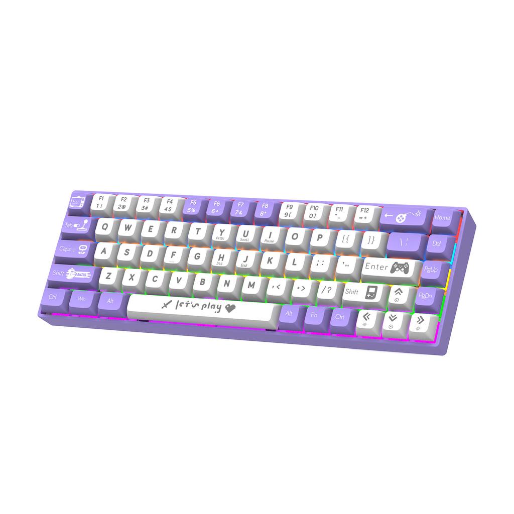 68 Keys Mechanical Keyboard with LED Backlit Blue Wired Portable Gaming Keyboard