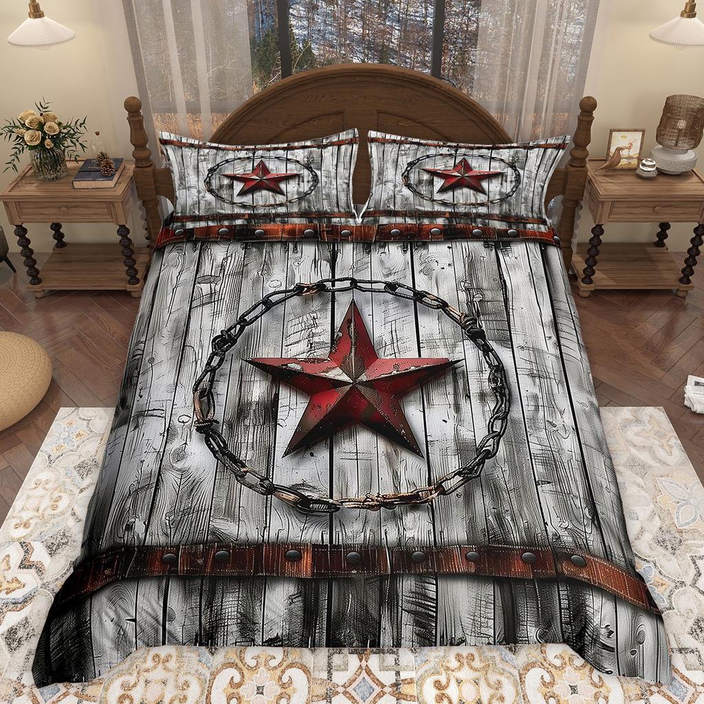 Comforter Homewish Retro Texas Star Brown Teal Barn Doot Set Rustic Vintage Farmhouse Bedding Set