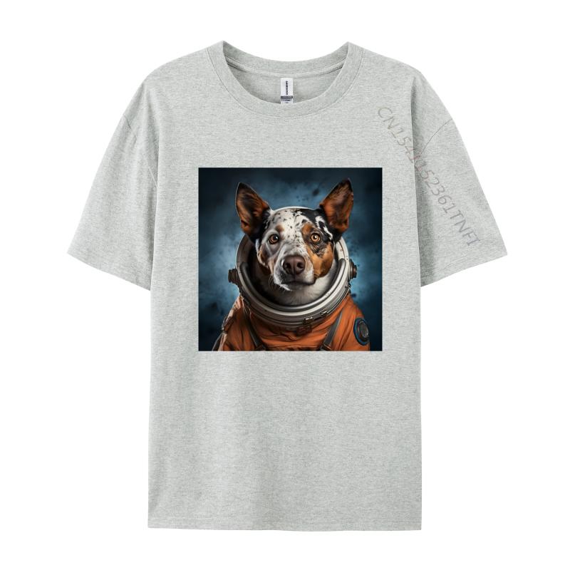 Astro Dog Australian Cattle Dog TShirt Coloful Printed Cotton Tshirts Green And White Graphic T Shirt S