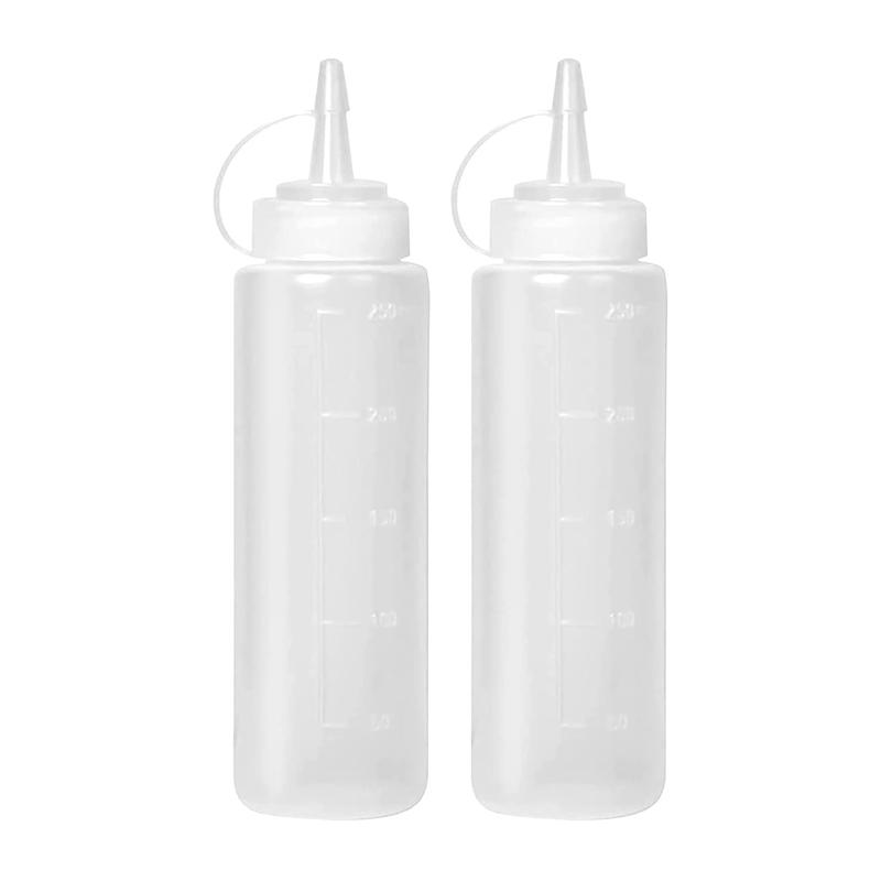 2Pcs 8oz Squeeze Condiment Bottles with Cap 250ml Plastic Condiment Squeeze Bottles Squeezy Bottles With Nozzles Sauce Bottle