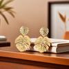 Vintage Monstera Palm Gree Leaf Charm Drop Dangle Stud Earrings For Women Girl Elegant Casual Chic Modern Jewelry