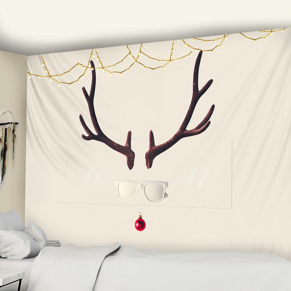 Einfache Linien Weihnachtsrentier Psychedelische Wandteppich Wand Weihnachtskunst Decke Matte Hintergrund Wohnraum Geschenk