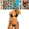 Summer Women Girls Bikini Set Swimwear Pushup Bandage Beachwear Solid Swimsuit