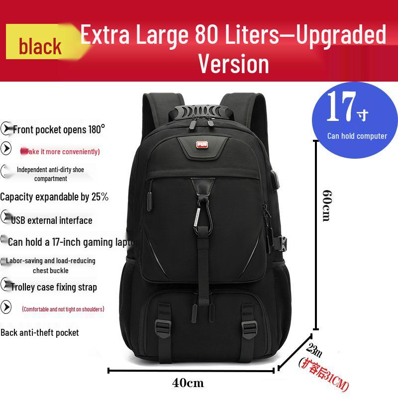 Extra Large Capacity USB Travel Backpack - Breathable, Multi-purpose for Men & Women