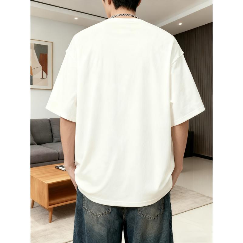 European Size Heavyweight Pure Trendy Print Short-Sleeve T-Shirt for Men, New Summer Casual Versatile Outdoor Sports Breathable Top