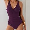 2026 Solid Cross One Piece Swimsuit For Women Plus Size Swimwear Push Up Bathing Suit Beachwear Large Size Swimming Suit XXL