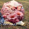 1pc Butterfly Flowers Automatic Open/Close Umbrella Compact Folding Umbrella with 8-Rib Shaft for Women/Men, Portable Travel Umbrella,1181S