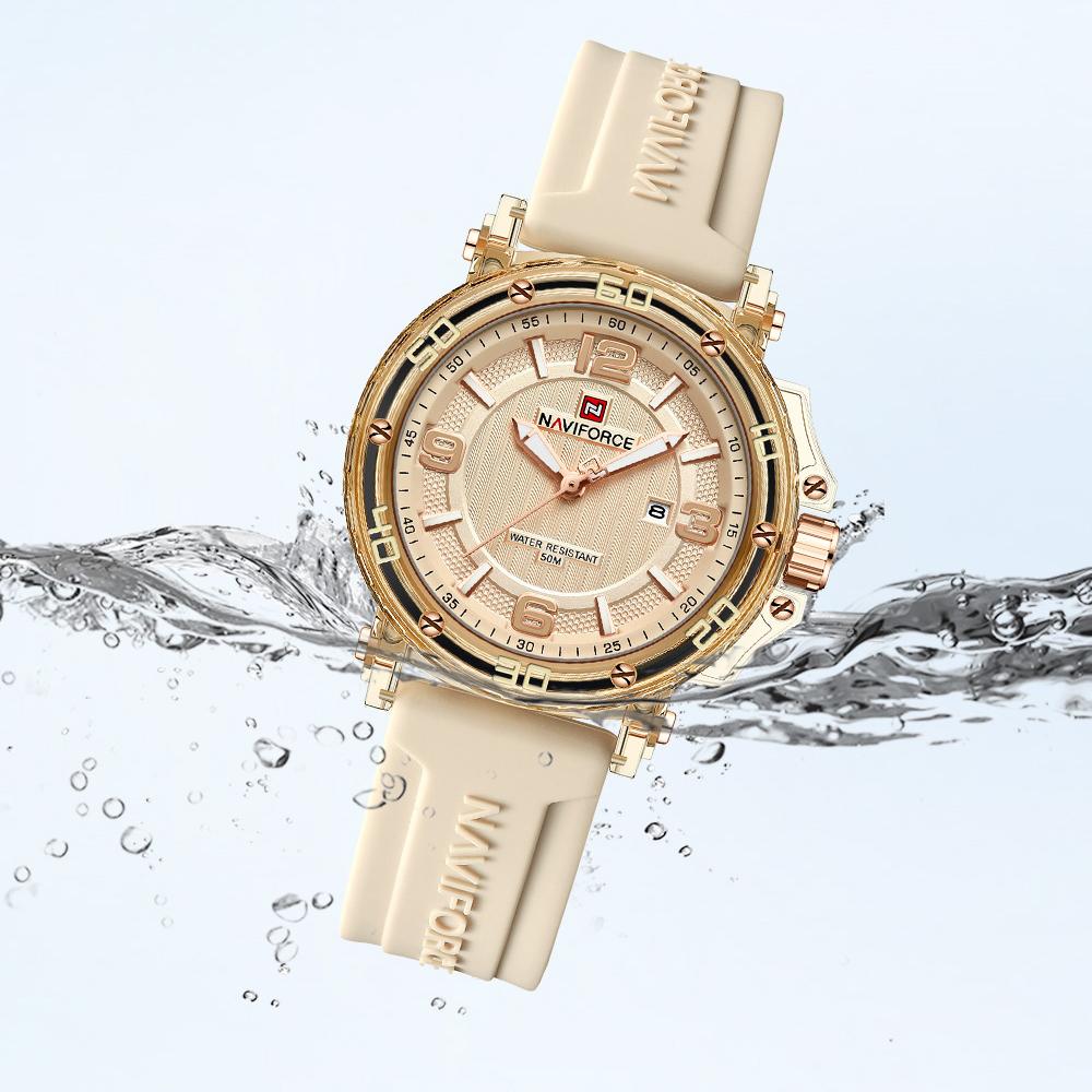 NAVIFORCE Original Women's Calendar Watch Lightweight Fashion Quartz Watch 50m Waterproof Luminous Pointer Women's Casual Watch NF7125