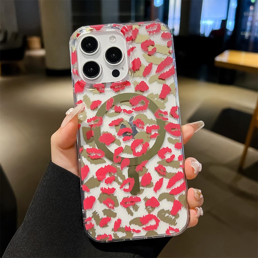 Leopard Print Soft Phone Magnetic Case For iPhone 17 Air 16 15 14 13 Pro Max Plus 16E Transparent Shockproof Back Soft Protective Cover