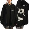 Japonia Anime Jujutsu Kaisen Fushiguro Toji Bluza z kapturem na zamek Męska Vintage Manga Zapinana na zamek Odzież sportowa Polar Luźna Kurtki Y2k Streetwear