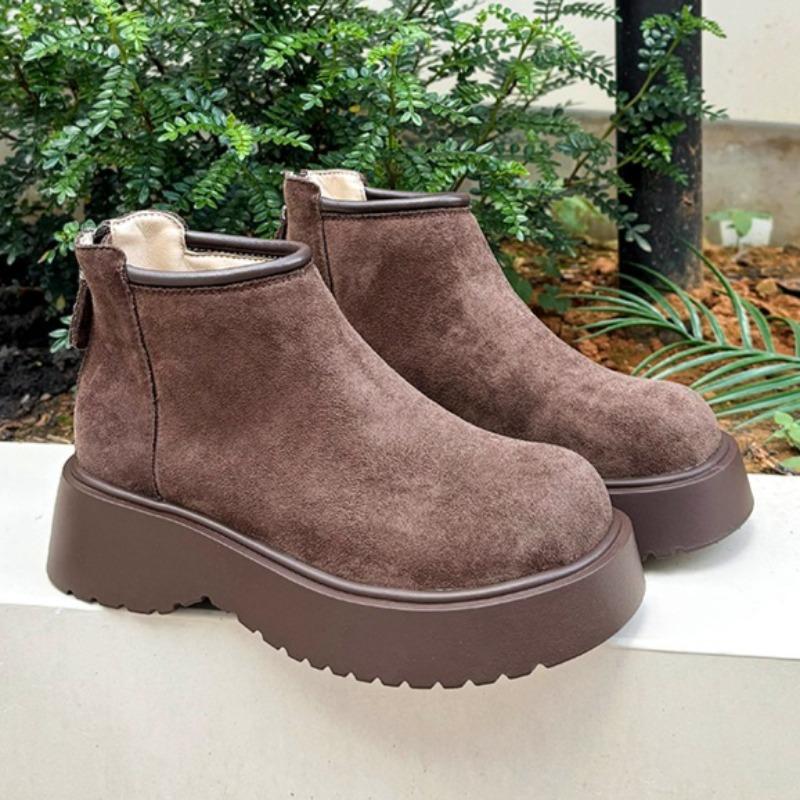 Fashion Platform Women Suede Short Boots Fashion Classical Winter New Shoes 2025 Designer Elegant Ankle Snow Boots Casual Cozy Zapatos