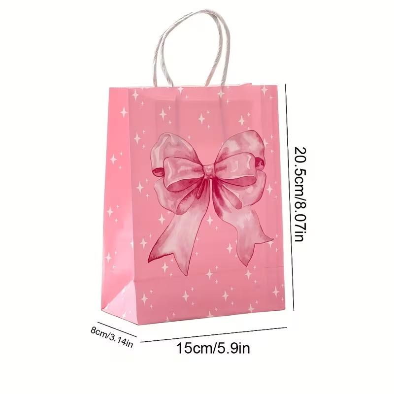 10 szt. Papierowa torba ręczna z nadrukiem słodkich kokardek Torba na prezenty Walentynki Zaręczyny Baby Shower Urodziny Dziewczynki Akcesoria
