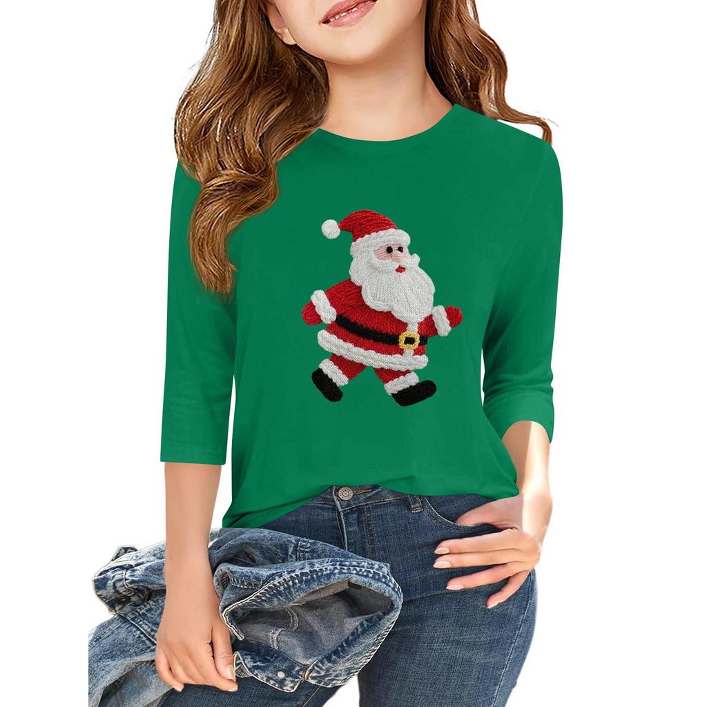 Children's 3/4 Sleeve Independence Day Printed Round Neck Casual T-shirt