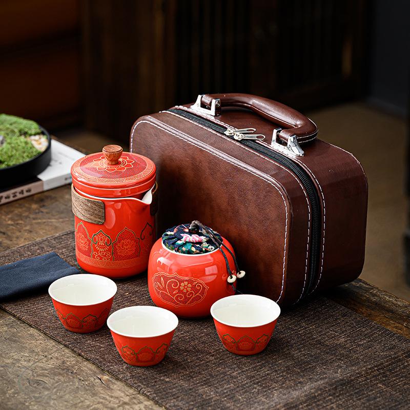 Travel Tea Set Portable Kung Fu Tea Set Wholesale Japanese Style Outdoor Kuaike Cup Holiday Business Gift Giving Chinese Style