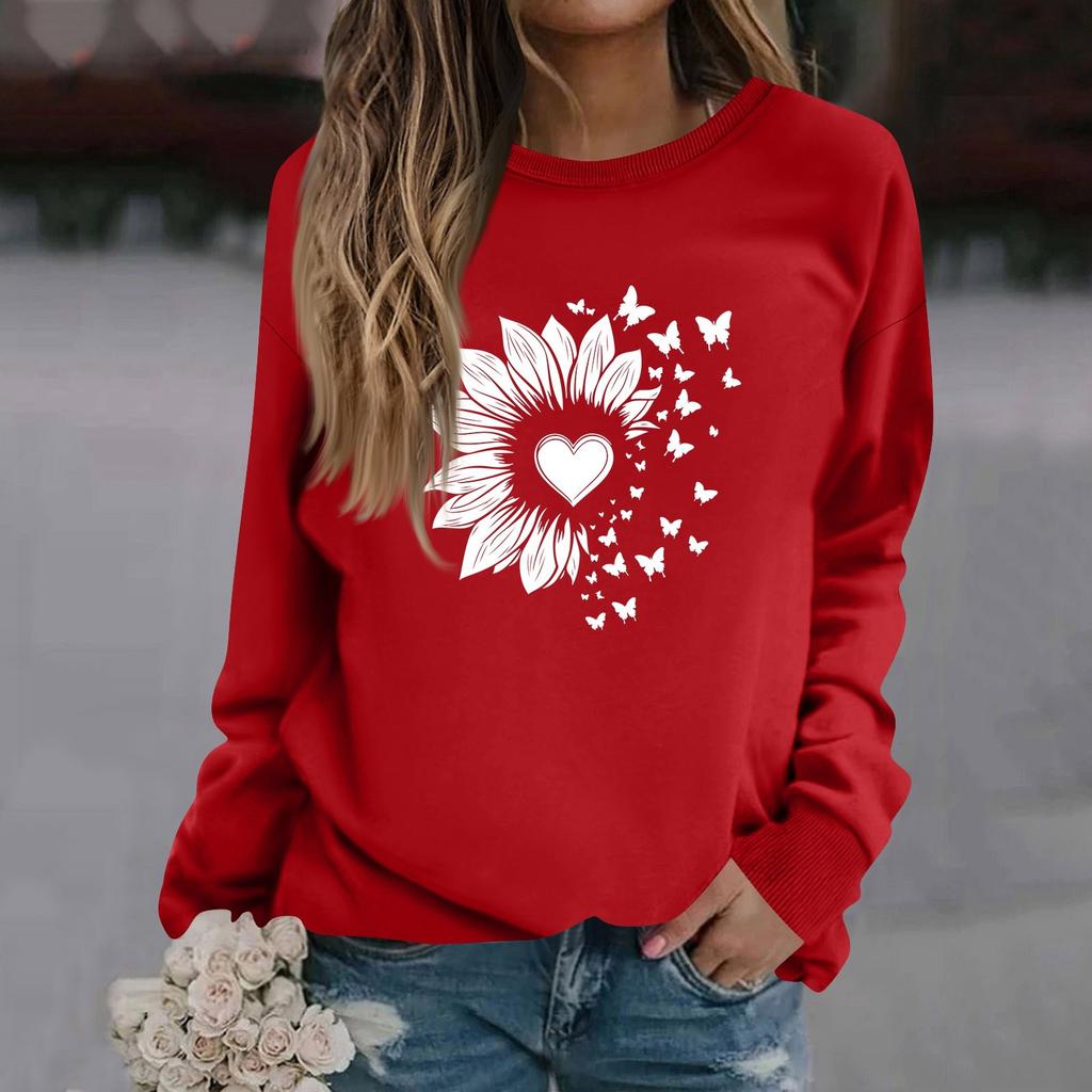 Modă Femei Casual Mânecă Lungă Culoare Solidă Imprimat Gât Rotund Top Hanorac