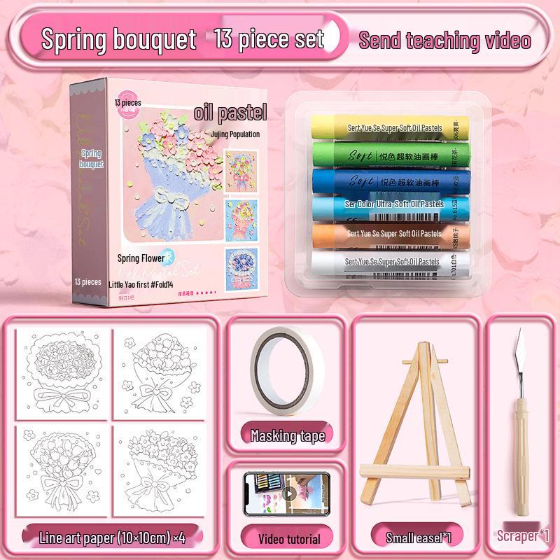 DIY Oil Pastel Art Set: Soft Crayons, Painting Paper, Scraper, Picture Frame