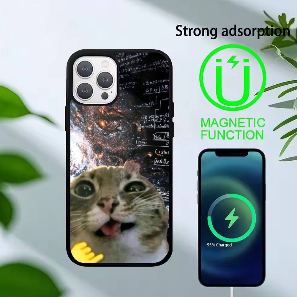 

Thinking Cat Animal Phone Case For iPhone 14,16,15,13,17,12,Plus,Pro,Max Magnetic For Magsafe Frosted Cover iPhone17Air
