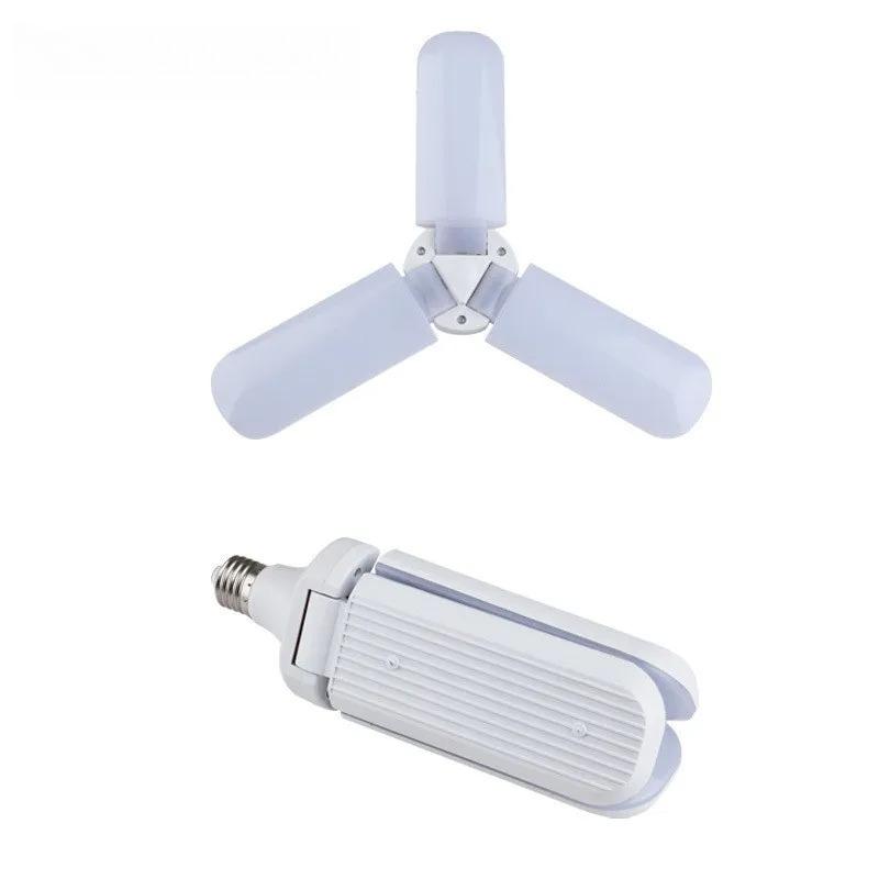 

E27 Складная светодиодная лампа в форме веера 18/28/45/60 Вт, деформируемая для домашнего потолочного освещения, для склада и гаража, лампа с белым светом 6500K 18W 3 BLADE