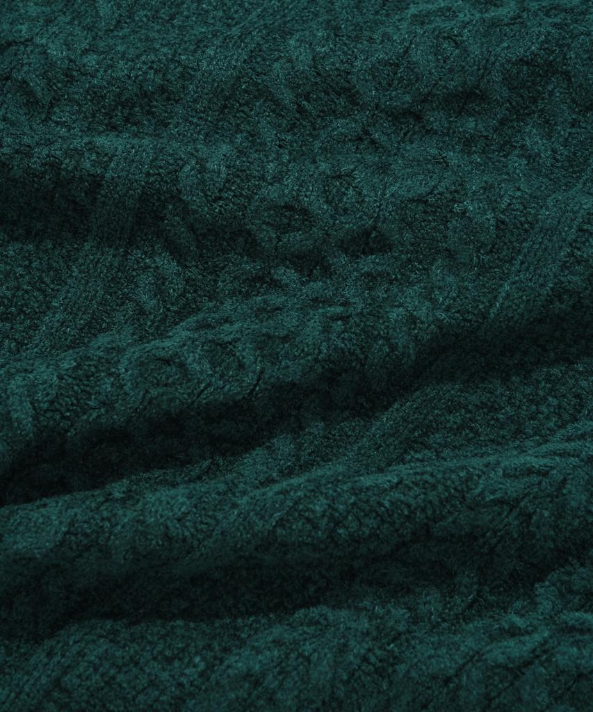 COVERNAT Velvet Cable Round Collar Knit Green