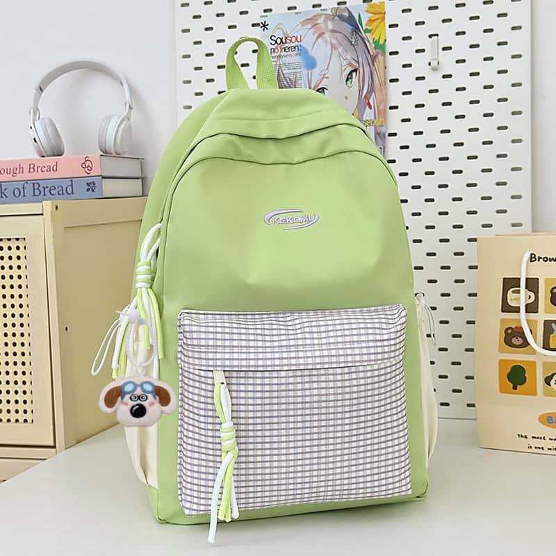 School bag ins fresh plaid candy color girl school bag junior high school casual versatile large capacity
