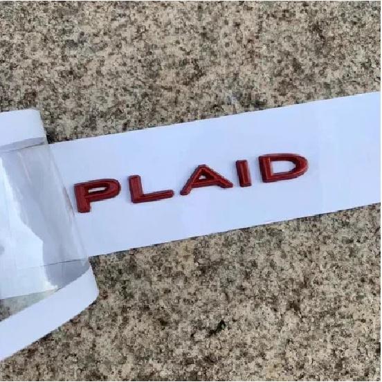 PLAID for Tesla Model 3 S X Y Car Decals ABS Zinc Alloy Plaid  Stickers Badge Version Performance Trunk Emblem Decoration