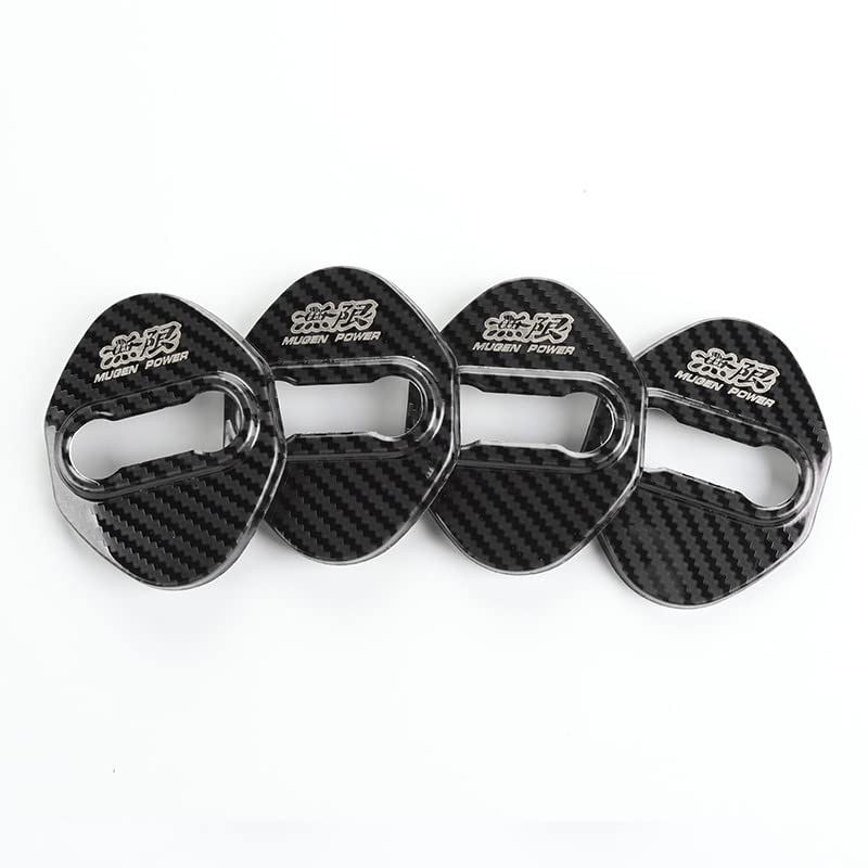 Haoshilianfa Mugen Honda Car Door Lock Striker Stainless Metal Easy Premium Car Set of 4 Covers, Mirror-Finish Steel, Rust-Resistant Parts,