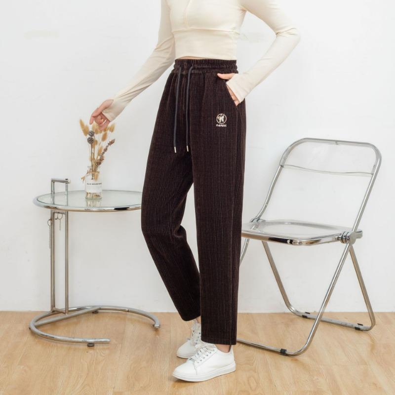 

Женские вельветовые брюки с флисовой подкладкой из синели, утолщенные повседневные брюки свободного кроя, осенне-зимние теплые удобные женские брюки 4XL