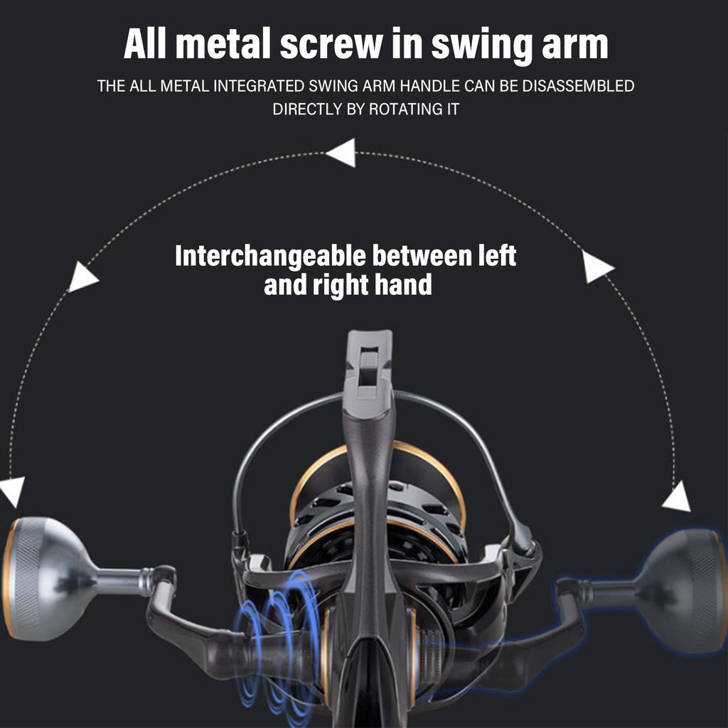 Volledig Metalen Spinmolen 66.1Lbs Weerstand Magnetische Rem 5.2:1 Versnellingsverhouding Soepele Lange Werp Vismolen Verwisselbaar voor Zoutwater Zoetwater