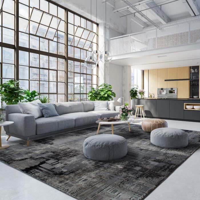 Graphic Living Room Rug Abstract Effect Grey 120x170