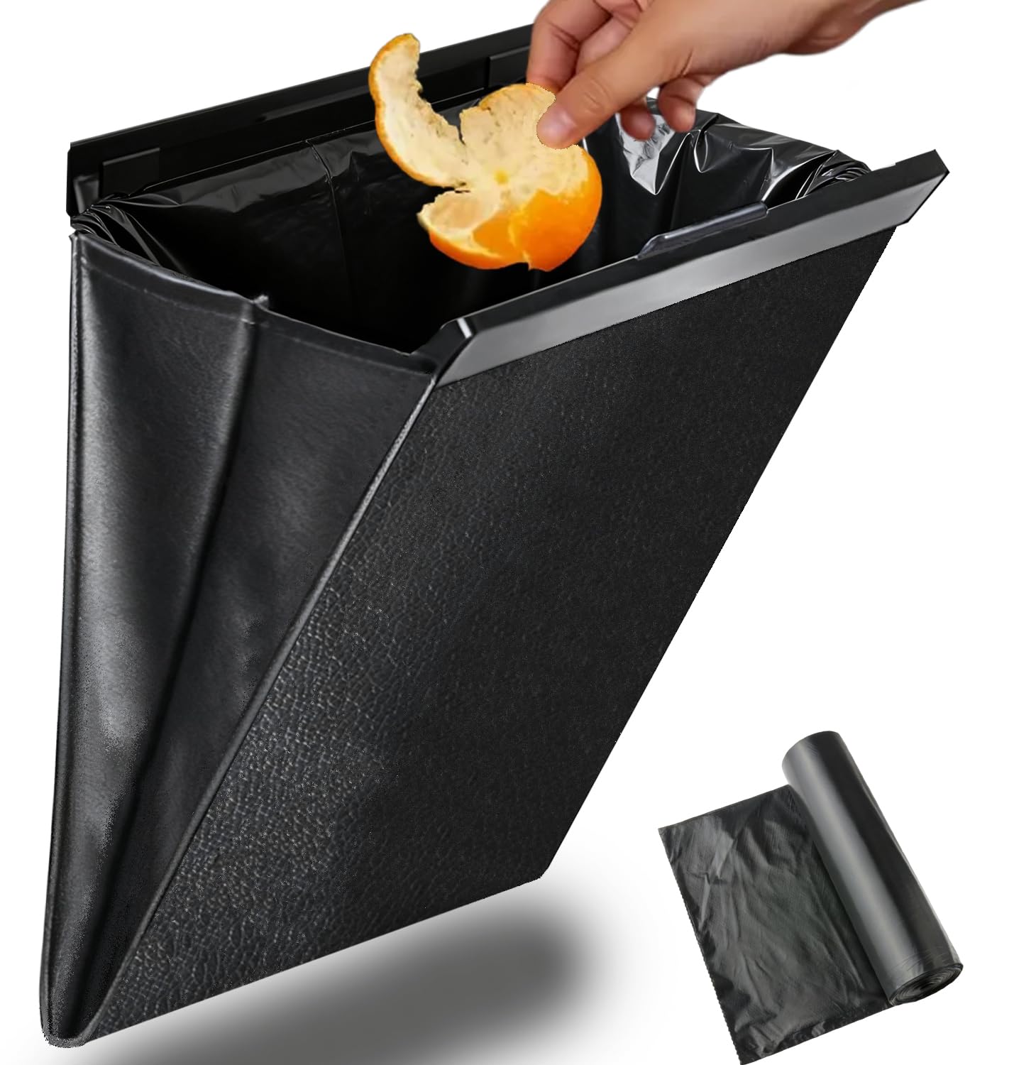beefeed Компактная автомобильная мусорка Совместима с несколькими автомобилями Для мелких предметов в машине Удобная для автомобиля Автомобильная мусорка Портативная мусорка Совместима с салоном автомобиля и чёрный