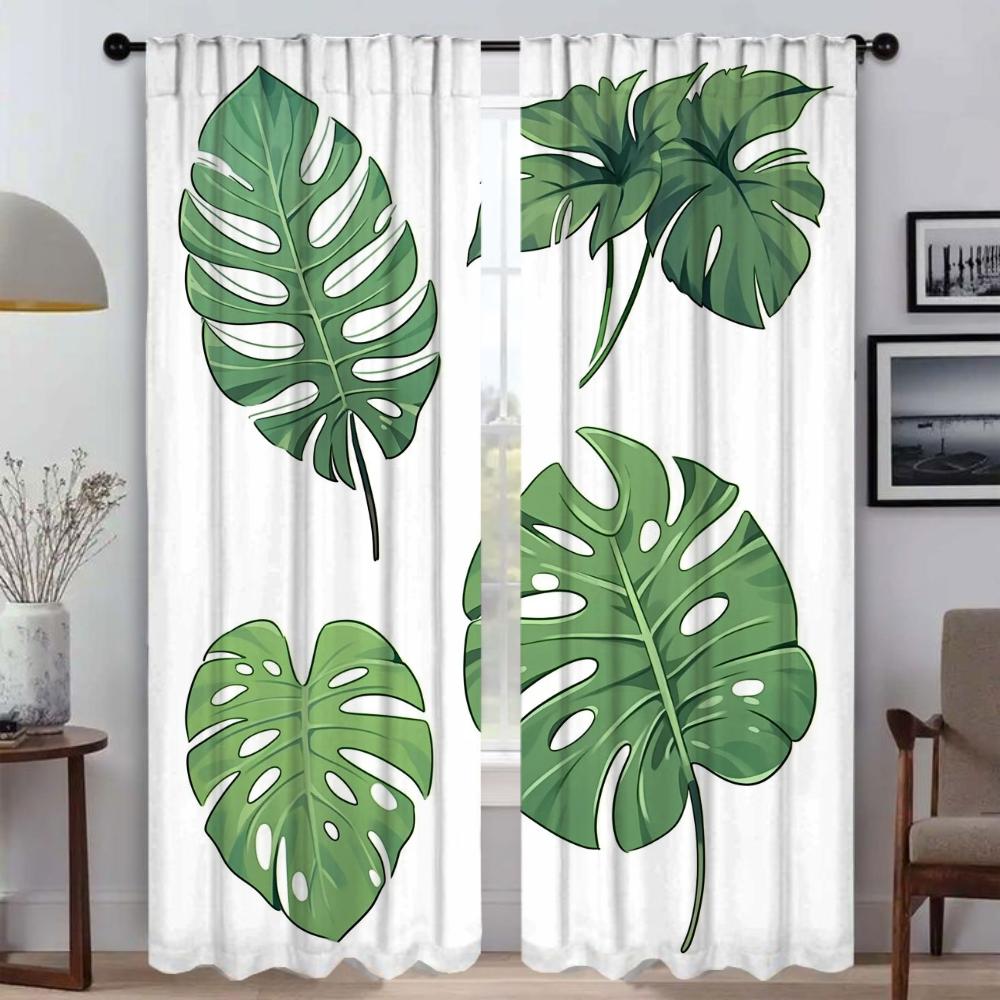 Green Plant Turtle Back Bamboo Window Curtain for Room 2 Panel Curtains for Bedroom Halloween Decoration Partition Shades Living