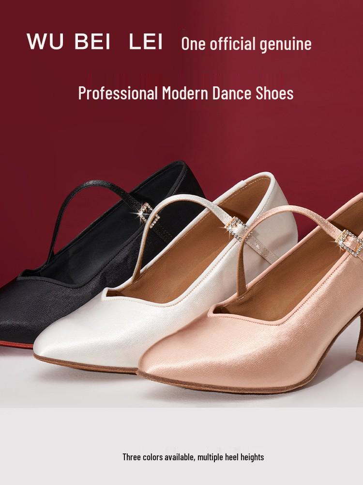 Scarpe Professionali da Ballo per Donna con Tacco Medio-Alto e Suola Morbida per Tango & Valzer