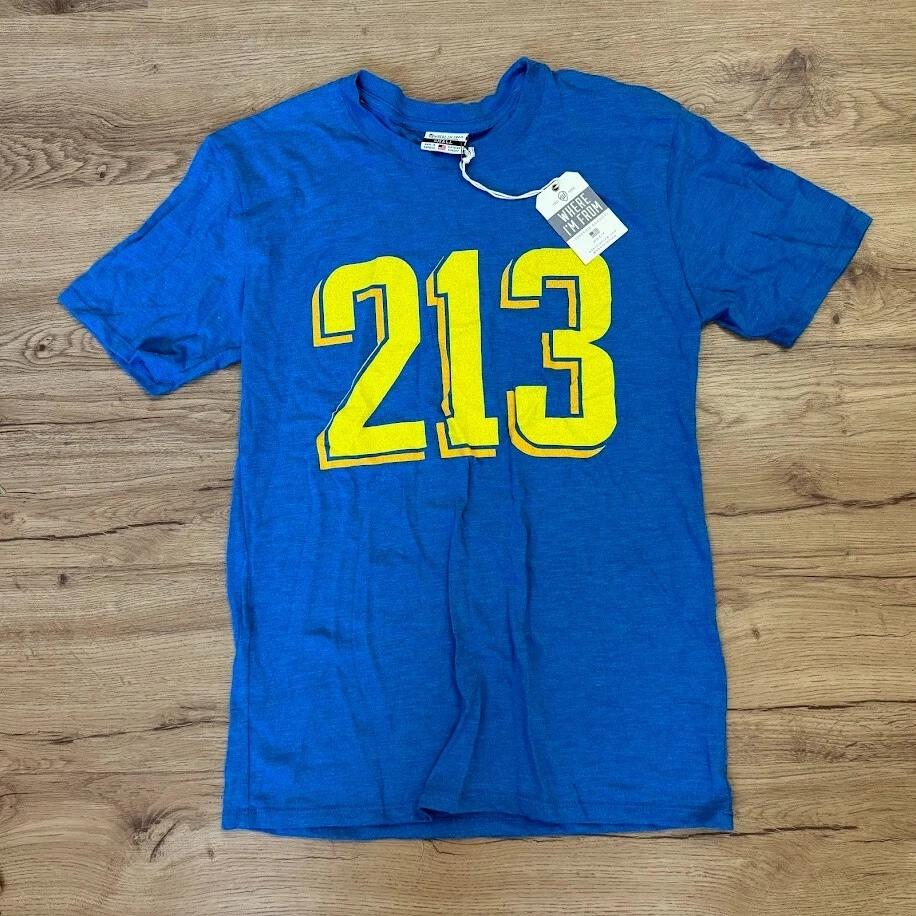 

Lot of 4 Los Angeles Rams Retro 213 Where I m From Shirt Blue Small S Puka 2XL