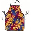 1pc Golden Baroque Floral Print Apron, Durable And Easy To Clean, Adjustable Waistband, Polyester Material, for Kitchen Cooking, Gardening, Orchard Pi