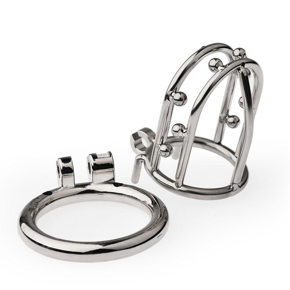 Men Short CB Lock Penis Cage Cock Lock Stainless Steel Chastity Lock Sex Toy Femdom BDSM Slave Cock Ring Ball Stretcher
