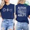 Women Autism It's Not A Disability It's A Different Ability Fashion Casual Short Sleeve T-shirt Graphic Tshirts Women T Shirts