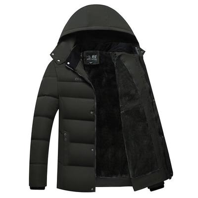 Winter Casual Solid Fleece Jackets Men Hooded Thick Warn Overcoat