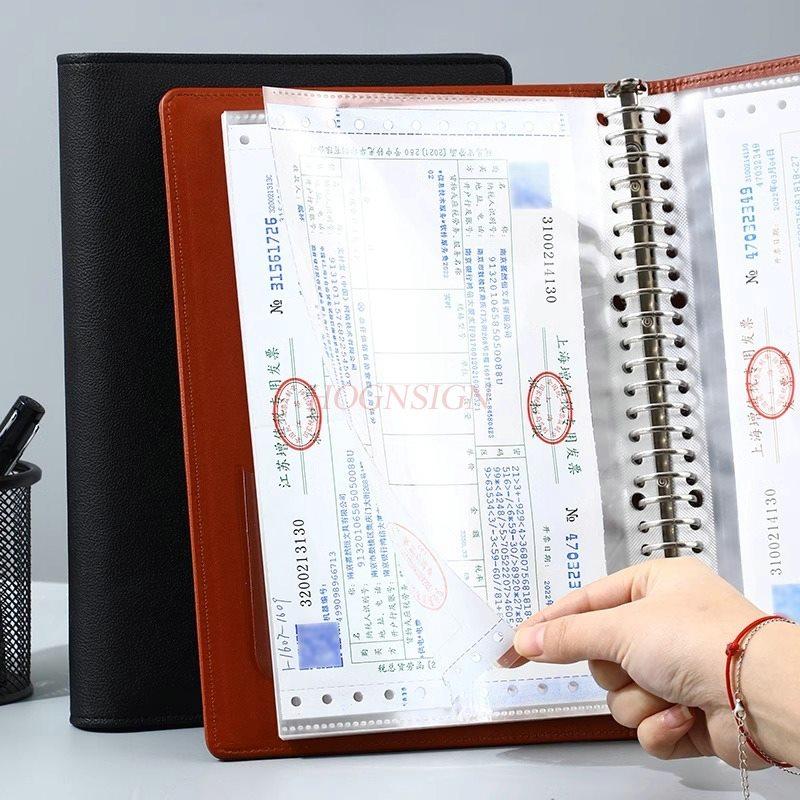 Invoice folder, bill storage folder, leather high-end business archive bag, office supplies, stationery sorting artifact, value