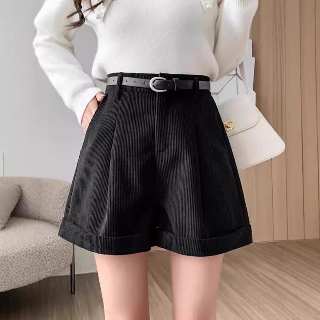 Maillard Women's Corduroy High-Waisted A-Line Shorts - 2024 New Autumn/Winter Collection