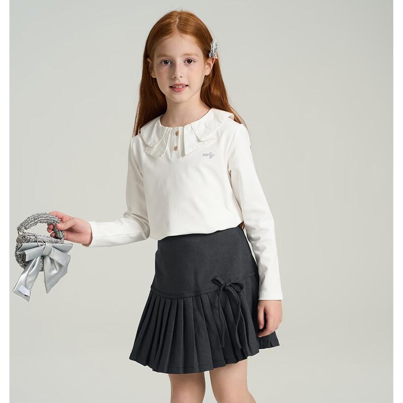 Montagut Girls  Korean Style Peter Pan Collar Long Sleeve Shirt 150