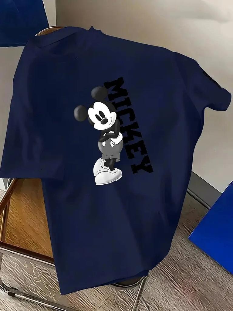 Disney Mickey Mouse Series Men's T-shirt, Men's Casual Pure Cotton Short-sleeved, Fashionable and Sporty Street Men's Clothing