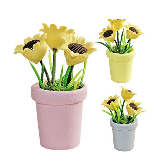 Miniature Sunflower Exquisite Imagination Cultivation Resin Doll House Mini Sunflower for Children