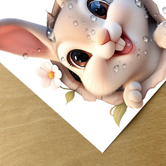 Yousheng Cute Bunny Toilet Sticker, Removable Peel And Stick Cartoon Rabbit Sticker, Self-Adhesive Bathroom Decal for Toilet Lid, Wall Decor